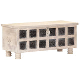247670 Storage Box White 110x40x45 cm Solid Acacia Wood