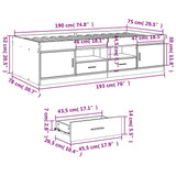 Daybed Smoked Oak Engineered wood Small Single Daybed 3280262