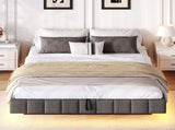 4ft6 Double Floating Bed Frame with Hydraulic Under-bed Storage & Smart RGB LED Lights, No Headboard N652P422490G