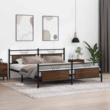 Metal Bed Frame without Mattress Brown Oak 200x200 cm 3325106