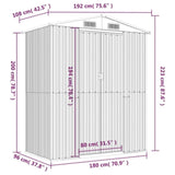 Garden Shed Light Grey 192x108x223 cm Galvanised Steel 319269