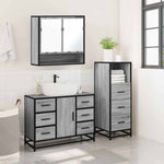 ZNTS 3 Piece Bathroom Furniture Set Grey Sonoma Engineered Wood 3301053