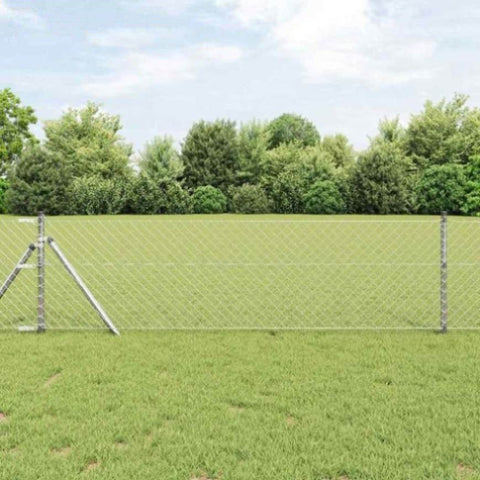 Chain Link Fence Silver 10 x 0.8 m Galvanised Steel 42004838