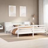 Bookcase Bed without Mattress White 180x200 cm Super King Solid Wood Pine 3322210