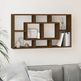 Wall Display Shelf 8 Compartments Brown Oak 342594