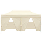 ZNTS Professional Folding Party Tent with 4 Sidewalls 3x6 m Steel Cream 48866
