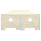 ZNTS Professional Folding Party Tent with 4 Sidewalls 3x6 m Steel Cream 48866