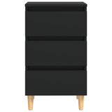 Bed Cabinet with Solid Wood Legs Black 40x35x69 cm 805889