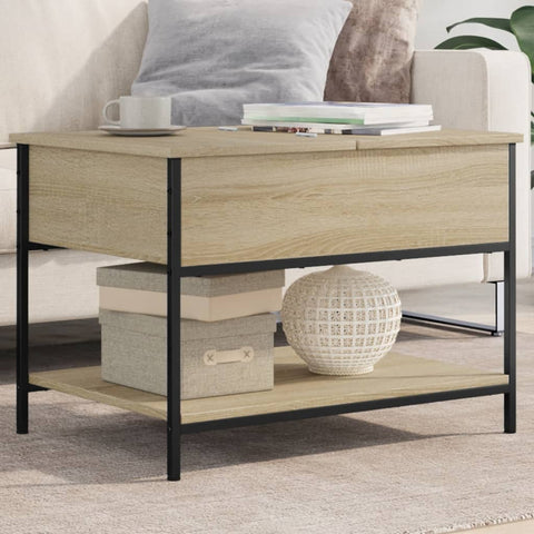 ZNTS Coffee Table Sonoma Oak 70x50x50 cm Engineered Wood and Metal 845342