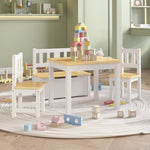4 Piece Children Table and Chair Set White and Beige MDF 10412