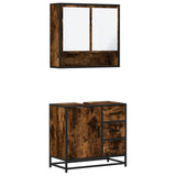 2 Piece Bathroom Furniture Set Smoked Oak Engineered Wood 3300927