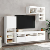 6 Piece TV Wall Units with LED White Engineered Wood 3216732
