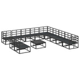 Garden Sofa Set with Cushion Black Aluminium 3378881