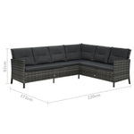 ZNTS 4 Piece Garden Lounge Set with Cushions Poly Rattan Grey 48146