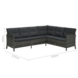 ZNTS 4 Piece Garden Lounge Set with Cushions Poly Rattan Grey 48146