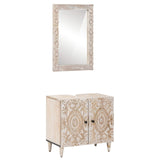 Bathroom Furniture Set with Door 2 pcs White Solid Mango Wood 3310114
