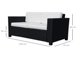 Rattan Sofa, 2 Seater Garden Furniture with Soft Padded Cushion and Armrests, Wicker Garden Loveseat T3398P315905