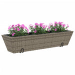 ZNTS Planters with hooks 2 pcs Grey Poly Rattan 366406