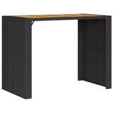 Garden Bar Table with Acacia Wood Top Black 145x80x110 cm Poly Rattan 368698