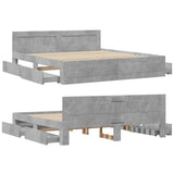Bed Frame with Headboard without Mattress Concrete Grey 200x200 cm 3295537