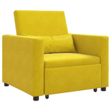 Pull out Sofa Bed Single Yellow 90 x 165 x 87 cm Velvet 42002704