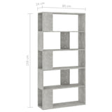 ZNTS Book Cabinet/Room Divider Concrete Grey 80x24x159 cm Engineered Wood 800103