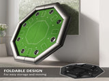 8 Player Folding Poker Table, Portable Octagon Blackjack Table with Cup Holders with Cup Holders, T3398P377380