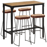 5 Piece Bar Set Solid Rough Wood Mango and Metal 3216416