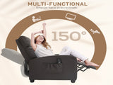 Recliner Armchair, Massage Faux Leather Push Back Reclining Chair with Adjustable Leg Rest, Side T3398P340996