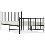 Metal Bed Frame without Mattress with Footboard Black 107x203cm 350878
