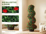Decorative Artificial Plants Set of 2, UV Resistant Fake Plants in Pot for Indoor Outdoor Decor, T3398P554165