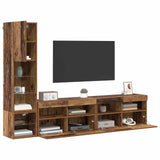 TV Wall Unit with LED 4 pcs Old Wood Engineered Wood 3402965