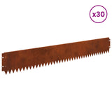 Lawn Edging 30 pcs 103 x 15 cm Steel Rusty 8008370