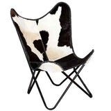 Butterfly Chair Black and White Real Cowhide Leather 243729