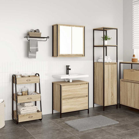 ZNTS 2 Piece Bathroom Furniture Set Sonoma Oak Engineered Wood 3328365