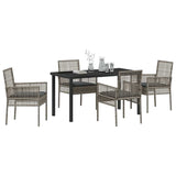 Garden Dining Set with Cushion 5 pcs Grey Poly rattan 3379879