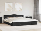 Bed Frame with Headboard Black 200 x 200 cm Engineered Wood 3413153