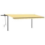 ZNTS Manual Retractable Awning with Posts 5x3.5 m Yellow and White 3070258