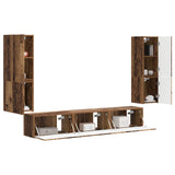 TV Cabinet Set Wall-mounted 4 pcs Old Wood Engineered Wood 3409049