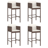 Bar Stool Set of 4 Brown Poly Rattan Counter Height Lightweight 316675