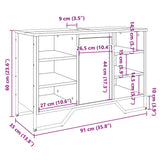 Bathroom Sink Cabinet Smoked Oak 91x35x60 cm Engineered Wood 848666