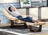Faux Leather 135&deg Reclining Chair and Footstool - Beige T3398P343501