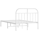 Bed Frame White Powder-coated Steel Double Bed Frame 353682
