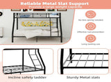 Black metal bunk bed with bunk beds, suitable for adults and children, equipped with ladder safety W3987P434157