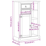 Bathroom Cabinet Corona 70x33x110 cm Solid Wood Pine 4013403