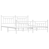 Bed Frame White Powder-Coated Steel Double Industrial Bed Frame 353611