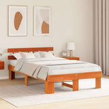 Bed Frame with Headboard Wax Brown 120 x 200 cm Solid Pine Wood 872445
