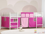 Kids'Loft Bed Frame with Curtains White and Pink 107 x 200 cm 42020828