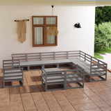 ZNTS 13 Piece Garden Lounge Set Grey Solid Pinewood 3075961