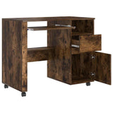 Desk with Wheels Smoked Oak 91 x 50 x 77 cm Engineered Wood 869534